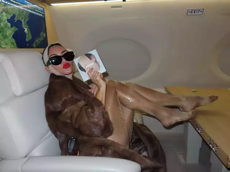 Kim Kardashian's SKIMS promotion photo on private plane